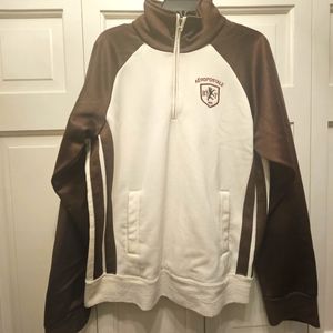 Aeropostale Men's 1/4 Zip-Up Jacket Sz L Brown and White